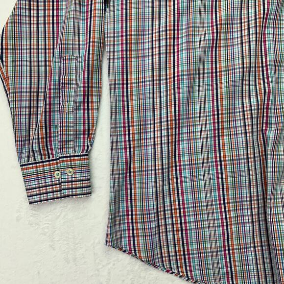 Peter Millar Mens XL Seaside Finish Long Sleeve Button Down Shirt Rainbow Plaid - Picture 5 of 7
